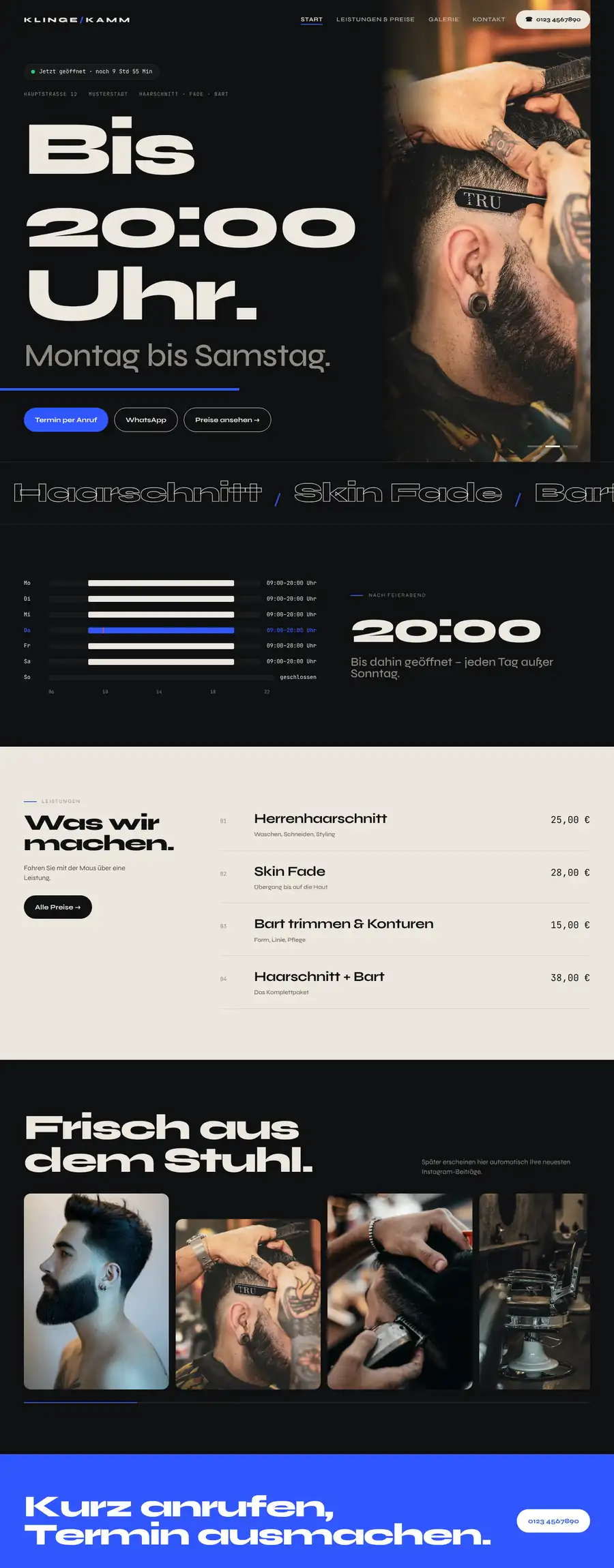 Beispielseite Klinge & Kamm am Computer