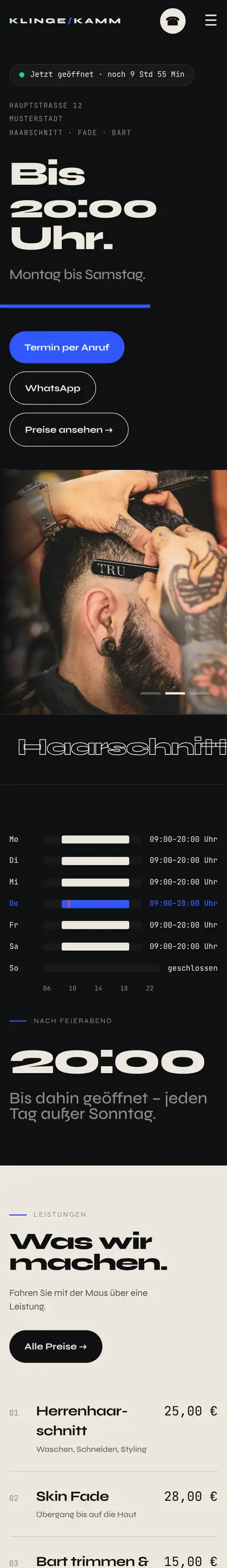 Beispielseite Klinge & Kamm am Handy