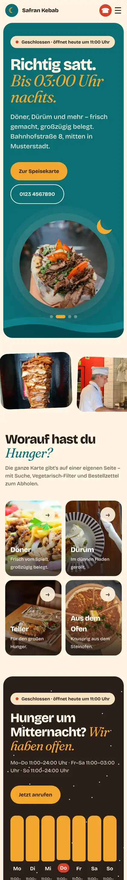 Beispielseite Safran Kebab am Handy